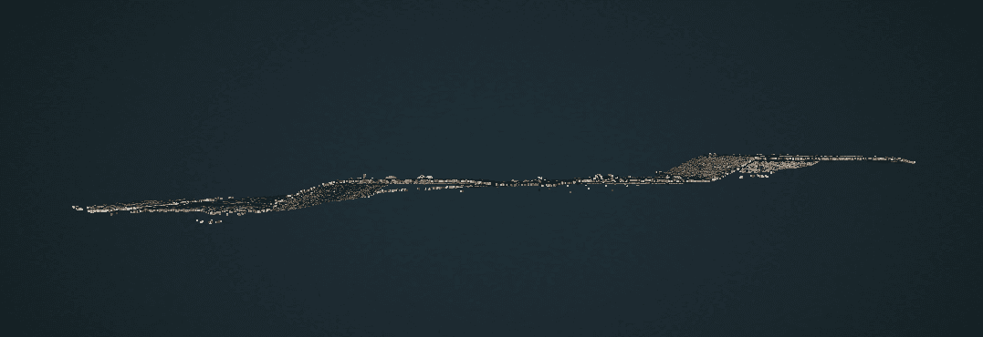 Textured 3D model of a construction site, oblique view