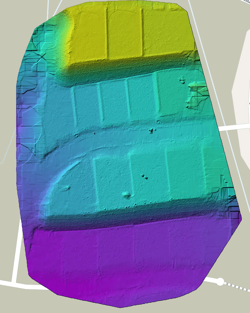 Terrain layer of a processed construction site