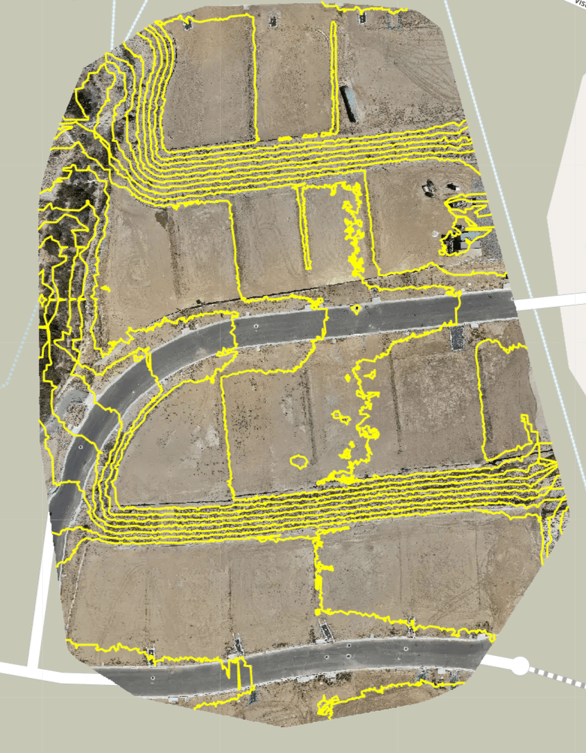 Topographic layer of a processed construction site