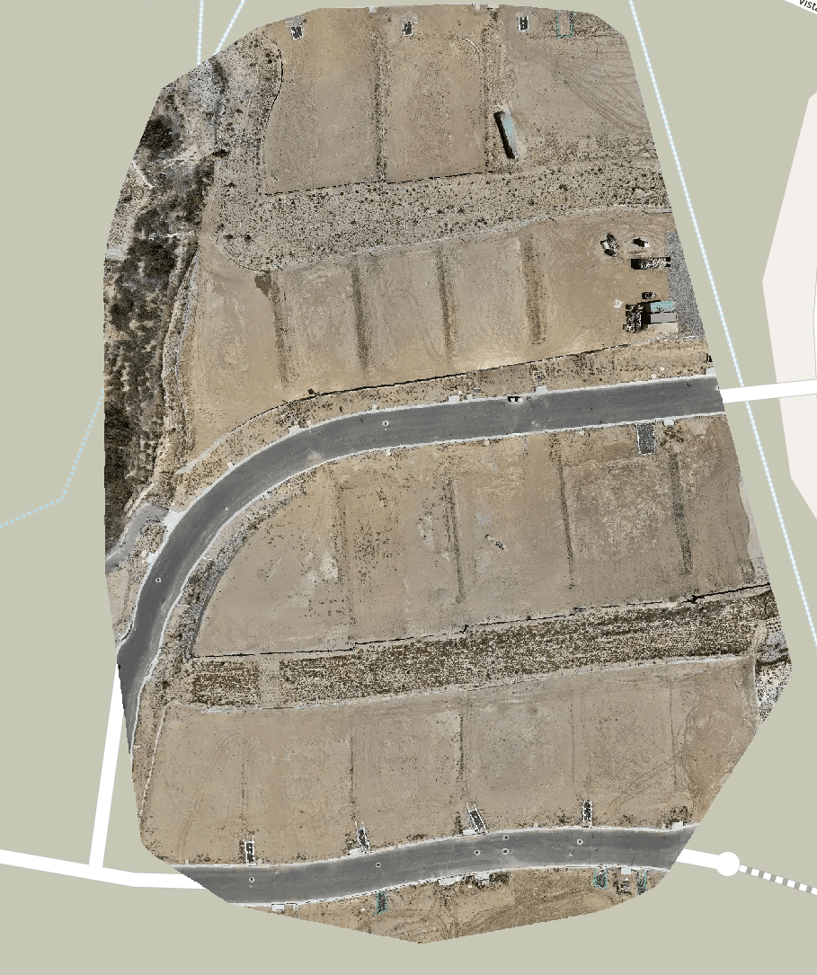Orthomosaic layer of a processed construction site